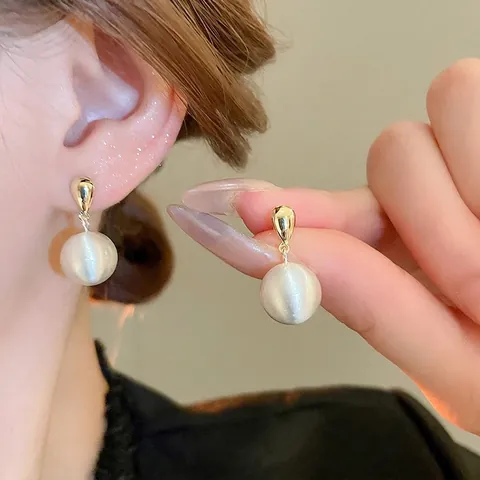 Brushed Metal Ball Dangle Earrings Real Gold Plated Copper With 925 Sterling Silver Earring Post Elegant Jewelry