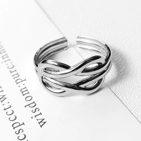 Titanstahl Gedrehter Knoten Verstellbarer Offener Ring Einfacher Minimalistischer Modeschmuck Für Paare Männer Und Frauen