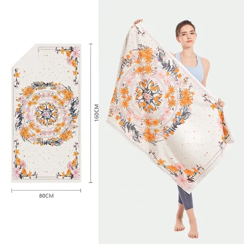Microfiber Beach Towel Quick Dry Sand Free Absorbent Large Bath Blanket Mandala Floral Print For Travel Swim Pool