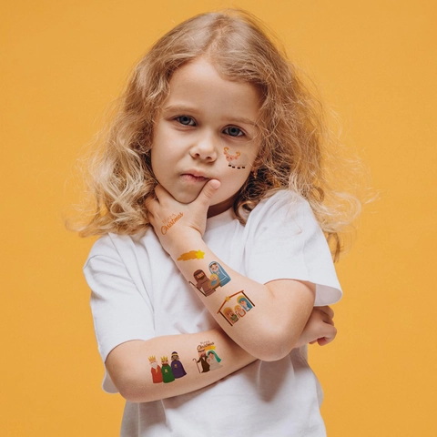 Tatouages Temporaires De Noël Crèche Pain D'Épices Lumineux Imperméable Art Corporel Visage Décoration Festive