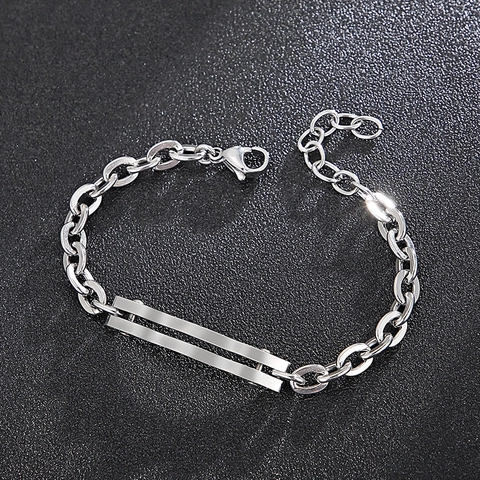 Herren Edelstahl Armband Minimalistisch Gebogene Bar Gliederkette Industriestil Streetwear Polierter Armreif Schmuck