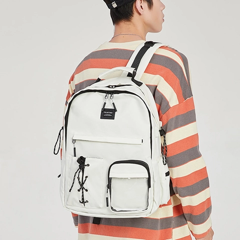Mochila Grande De Nailon Para Estudiantes Impermeable Con Múltiples Bolsillos Estilo Streetwear Para Jóvenes