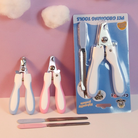 Professional Pet Nail Clippers And File Stainless Steel Blades With Safety Guard Ergonomic Rubber Handle Grooming Dogs Cats