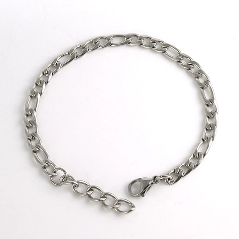Bracciale Catena Figaro Acciaio Inossidabile Hip Hop Punk Retrò Gioielli Per Uomini Donne Con Chiusura A Moschettone Estensione Regolabile