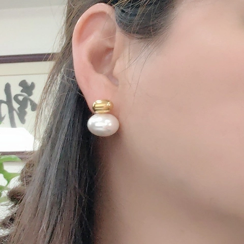 Französische Retro Künstliche Perlenohrstecker Für Damen Edelstahl 18K Vergoldet Geometrischer Eleganter Hochwertiger Schmuck