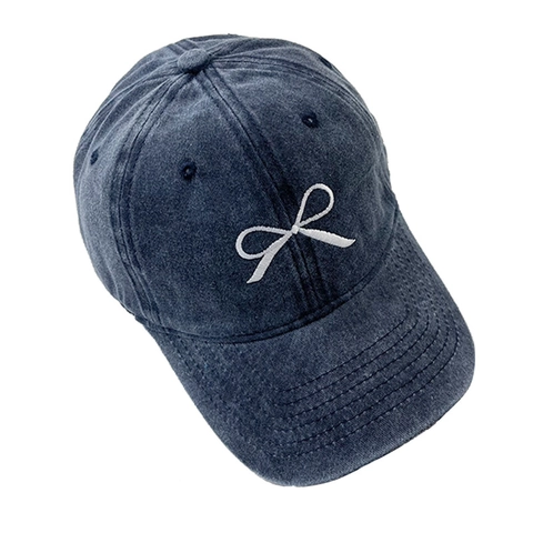 Baseballkappe Aus Gewaschener Baumwolle Mit Schleifenstickerei Vintage Sonnenschutz Verstellbar Für Damen