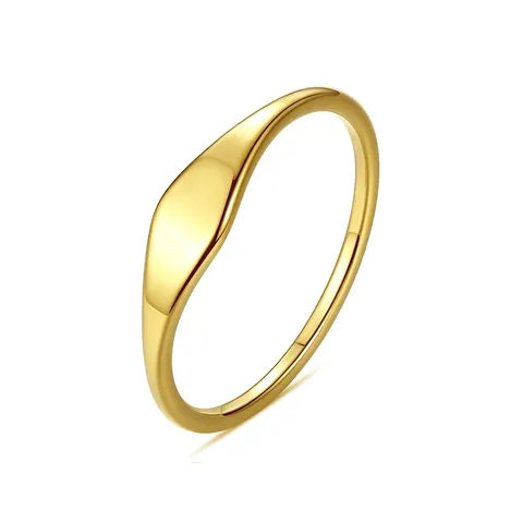 Minimalistischer Siegelring Edelstahl Vergoldet Spiegelpoliert Glatte Oberfläche Nischendesign Damen Schmuck