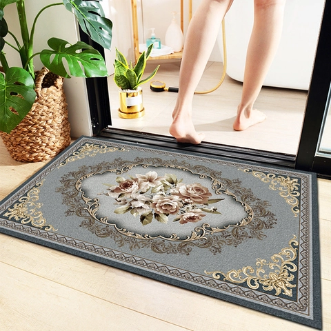 Bathroom Floor Mat Non Slip Absorbent Polyester Rug Entrance Door Carpet Floral Geometric Pattern Home Decor Decorative