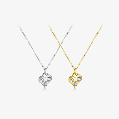 Collana con Pendente a Cuore in Argento Sterling 925 Catena per Clavicola con Strass Intarsiati Minimalista Gioielli da Donna