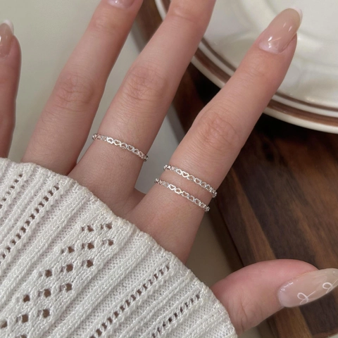 Herzring 925 Sterling Silber Hohl Kontinuierliche Herzen Minimalistischer Schmuck Für Damen Eleganter Stapelring