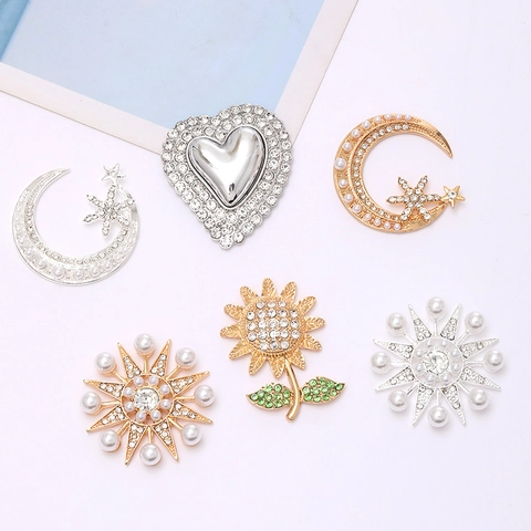 Ciondoli In Lega Künstliche Perle Sintetiche Strass Luna Stella Girasole Cuore Accessori Per Creazione Di Gioielli DIY Lucidi