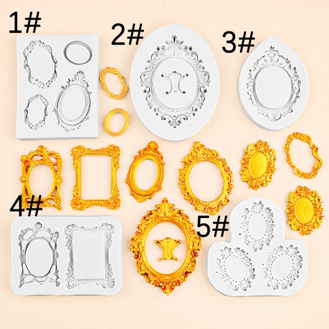 Moule En Silicone Fondant Gâteau Européen Baroque Relief Cadre Photo Miroir Vintage DIY Outil Boulangerie Chocolat Décoration