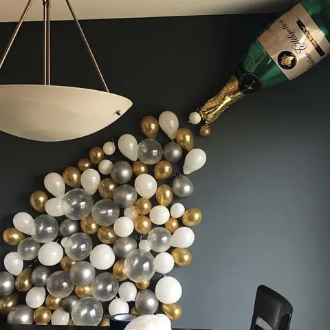Champagnerflasche Folienballons Latex Metallic Pailletten Band Party Deko Hochzeit Geburtstag Feier Jubiläum Elegant Festlich