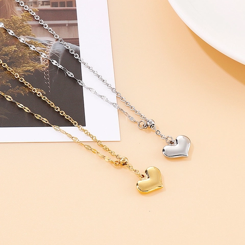 Minimalistische Hart Hanger Ketting 316L Roestvrij Staal Gepolijst Zoete Sieraden Voor Dames Meisjes Elegant Veelzijdig