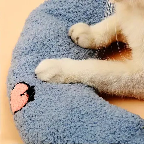 Soft Plush Sherpa Pet Neck Pillow C-Shaped Cat Calming Sleeping Cushion With Fruit Embroidery For Small Dogs And Cats