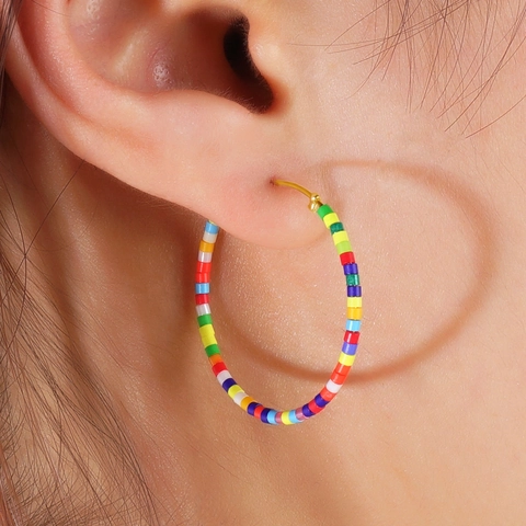 Orecchini A Cerchio Con Perline Miyuki Colorate Stile Etnico Boho Gioielli In Lega Per Donna Estate