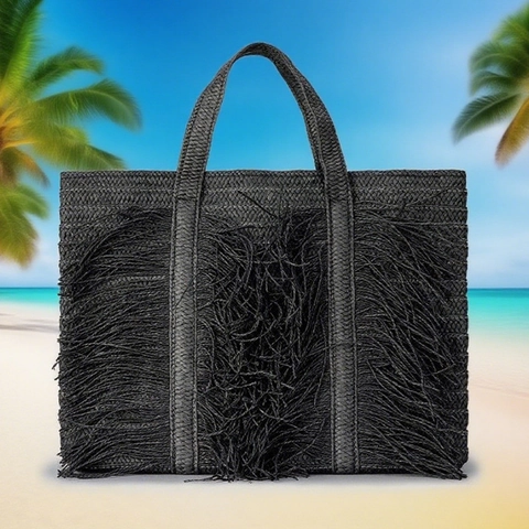 Damen Stroh Gewebte Tragetasche Mit Fransen Quasten Große Kapazität Handgemachte Strandurlaub Handtasche Boho Stil