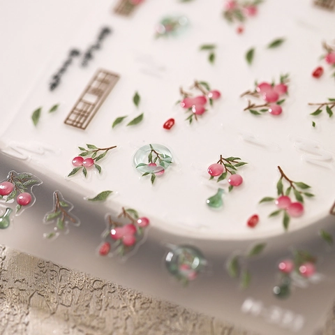 3D Relief Nail Art Stickers Peach Blossom Pattern Self Adhesive Nail Decals For Manicure DIY Decoration