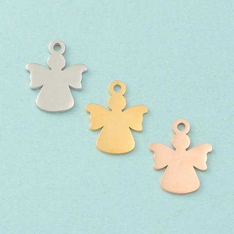 Dijes De Colgante De Ángel Niña Acero Inoxidable 304 Pulido Espejo Para Hacer Joyas DIY Accesorios