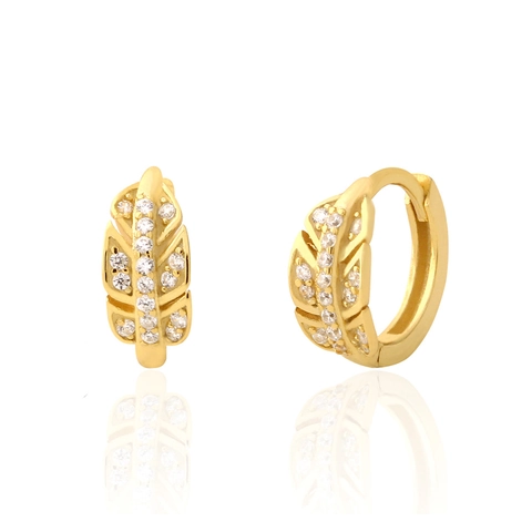 Blatt Ohrringe 925 Sterling Silber Zirkon Feder Hoop Ohr Schnalle Exquisite Mode Schmuck Geschenk Für Frauen