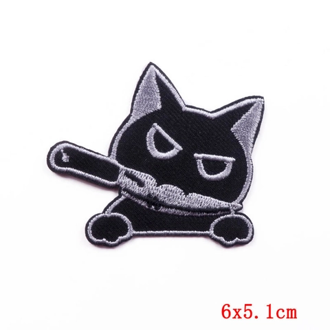 Embroidered Patches Cartoon Cat Skull Pizza Design DIY Clothing Decoration Iron On Sew On Appliques For Jackets Backpacks