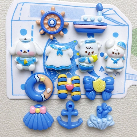Nautical Marine Sailor Theme Resin Cabochons Flatback Accessories DIY Jewelry Making Phone Case Decor Craft Cartoon