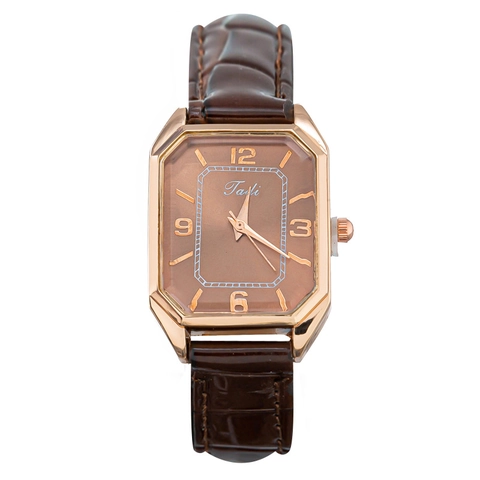 Elegant Rectangular Octagonal Quartz Watch For Women With Crocodile Texture Faux Leather Strap And Alloy Case Vintage