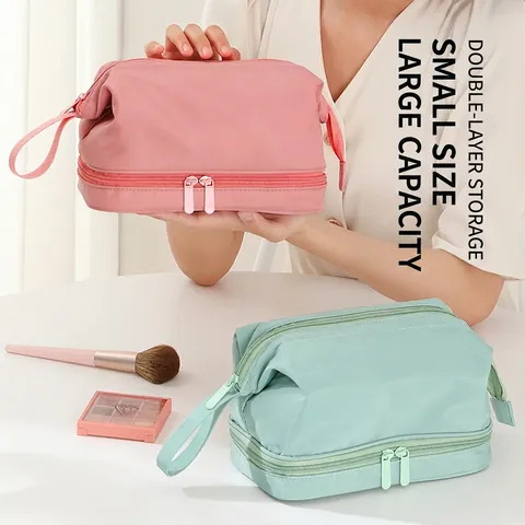 Trousse De Maquillage Multicouche Polyester Grande Capacité Portable Organisateur De Toilette Voyage Pour Femmes