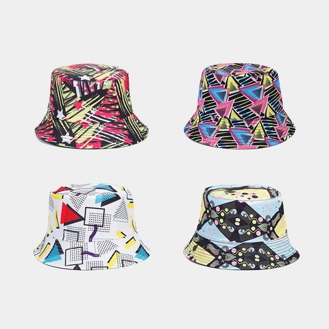 Trendy Vissershoed Voor Dames 3D Digitale Geometrische Print Omkeerbaar Zonbescherming Strand Vakantie Zomer Outdoor Polyester