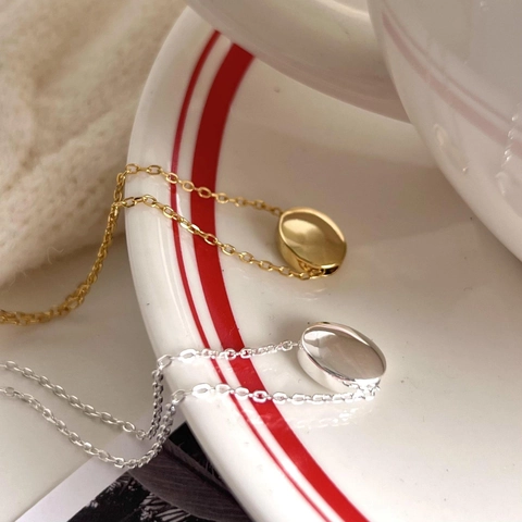 Minimalist Bean Pendant Necklace 925 Sterling Silver Tiny Pebble Dainty Jewelry Korean Style For Women High Polish