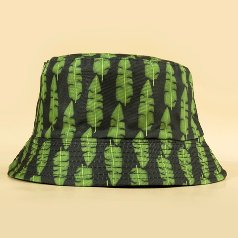 Vissershoed Polyester Tropische Bananenblad Print Dubbelzijdig Zomer Strand Zonbescherming Casual Reizen Zonnehoed