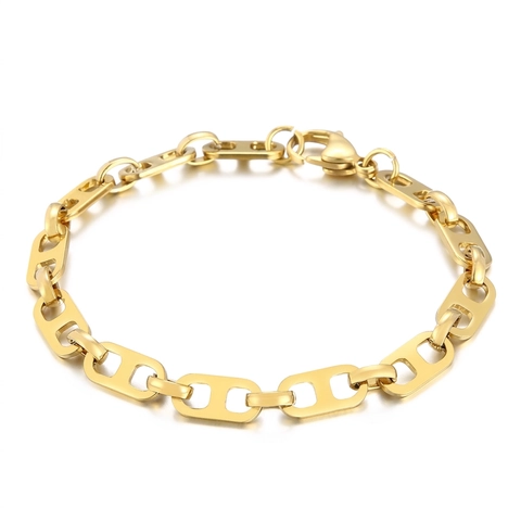 Bracciale A Maglia Marina Acciaio Inossidabile Naso Di Maiale Chicco Di Caffè Catena Hip Hop Street Style Gioielli