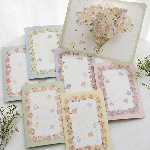 3D Pop Up Greeting Card Bouquet Floral Design Thank You Best Wishes For Birthday Mother Day Anniversary Cardstock