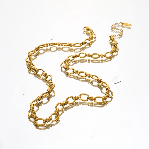 Classic Gold Plated Stainless Steel Oval Link Chain Necklace For Women Minimalist Geometric Collar Choker Jewelry Gift