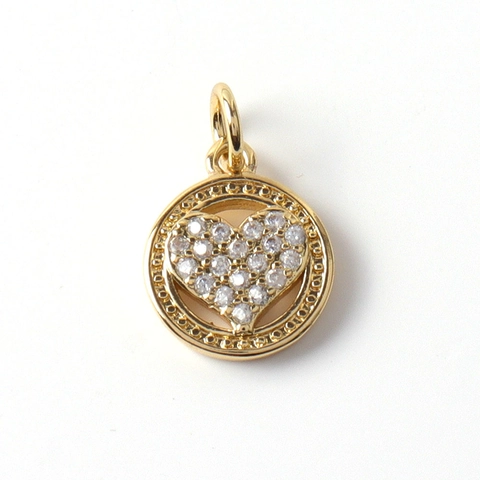 Ciondoli A Forma Di Cuore Rame Placcato Oro Micro Pave Zircone Per La Creazione Di Gioielli Fai Da Te Accessori Donne