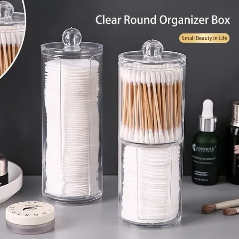 Porta Dischetti Di Cotone Trasparente Distributore Di Cotton Fioc Scatola Di Immagazzinaggio In Plastica PS Coperchio Antipolvere