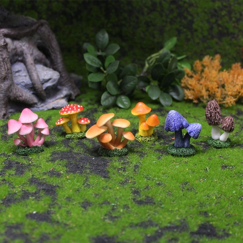 Miniature Mushroom Figurines Resin Micro Landscape Garden Decoration Fairy Garden Ornaments Simulation Fungi Accessory