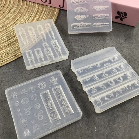 Stampi In Silicone 3D Rilievo Ali Cuori Orologi Cigno Per Nail Art Cottura Fondente Fai Da Te Trasparente Flessibile