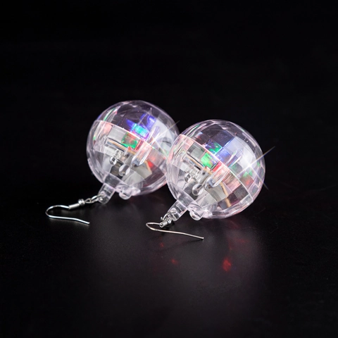 Orecchini A Sfera Disco Luminosi A LED Luce Colorata Plastica Riflettente Gioielli Da Festa Retro Per Donne