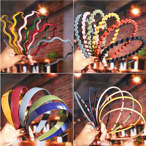 Women Headbands Wave Zigzag Non-Slip Teeth Plastic Resin Satin Pleated Faux Fur Solid Color Fashion Hair Accessories