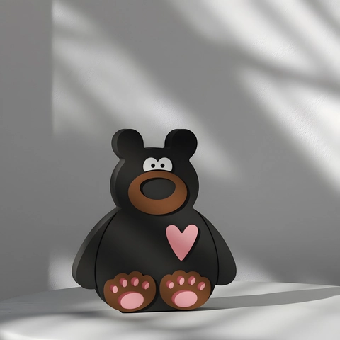 DIY Sitting Bear Silicone Mold For Plaster Resin Soap Chocolate Cake Ornament Making Cartoon Animal With Heart Pattern