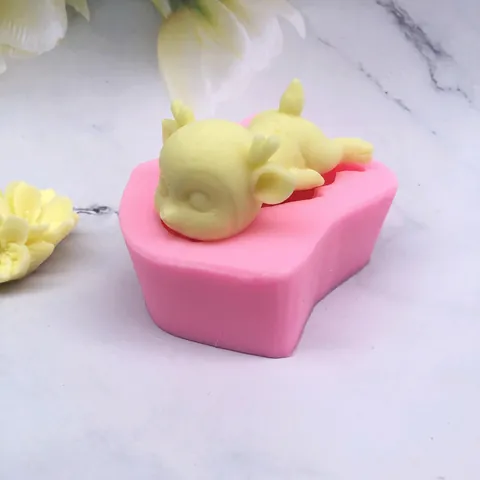 3D Cartoon Deer Silicone Mold For Cake Decorating Cute Fawn Reindeer Shape Chocolate Jelly Candle Plaster DIY Crafts Pink