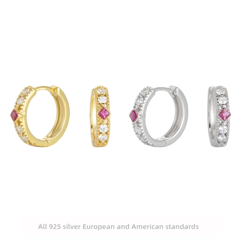 Orecchini Huggie Hoop In Argento Sterling 925 Con Zircone Quadrato Gioielli Di Lusso Minimalisti Eleganti Per Donna
