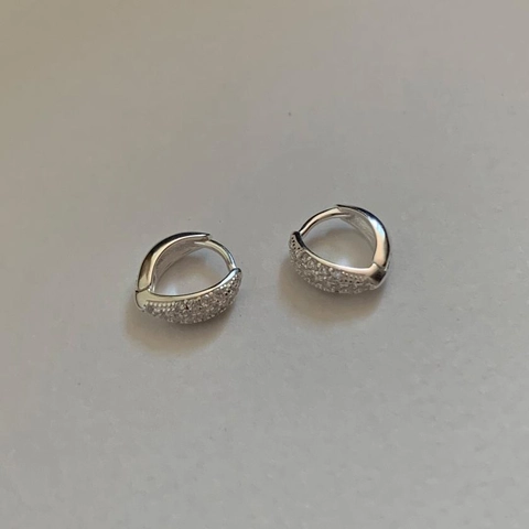 925 Sterling Silver Huggie Hoop Earrings Paved With Sparkling Zircon Minimalist Elegant Jewelry For Women