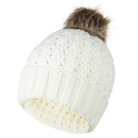 Cappello Beanie Donna in Maglia Invernale Con Pompon in Pelliccia Sintetica Caldo Antivento Termico Outdoor Sci Moda Texture Ananas