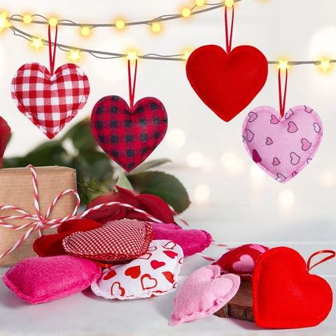 Ornements De Cœur Suspendus En Tissu Carrelage Pendentifs Romantiques Pour Décoration De Fête Et Maison De La Saint Valentin