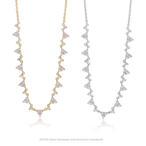 S925 Sterlingsilber Dreieck Zirkonia Halskette Für Damen Französischer Stil Nischendesign Eleganter Geometrischer Minimalistischer Schlüsselbeinkette