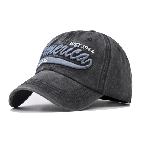 Berretto Da Baseball In Cotone Lavato Con Ricamo America Vintage Distressed Regolabile Visiera Curva Cappello Sportivo