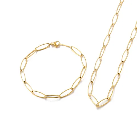 Collana E Bracciale Minimalista In Acciaio Inossidabile Con Catena A Graffetta Per Donna Gioielli Punk Moderni Maglia Ovale