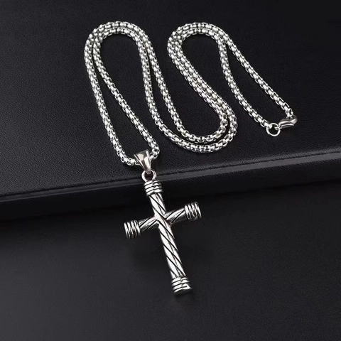 Edelstahl Kreuz Anhänger Halskette Für Herren Hip Hop Engel Flügel Schwert Legierung Strass Gothic Vintage Schmuck
